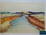 une image représentant un tableau d'une rivière dans un champ