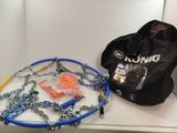 a picture of a bag and some chains on a counter