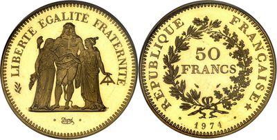 a gold coin with an image of an angel and a wreath on it