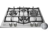 une image d'une cuisinière en acier inoxydable à quatre brûleurs