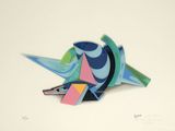 a drawing of a bird made out of paper on a white surface