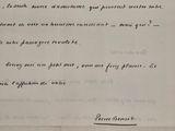 lettre rédigée en français sur une feuille de papier comportant des inscriptions