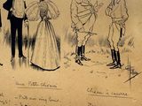 un dessin représentant un groupe de personnes alignées