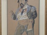 tableau représentant un homme en costume-cravate tenant une cigarette