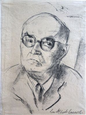 dessin représentant un vieil homme portant des lunettes et une cravate