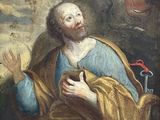 an image of a painting of a man with a bird in his hand