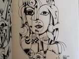 a book with a drawing of a woman on it