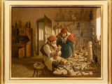 un tableau représentant un homme et une femme dans une cuisine