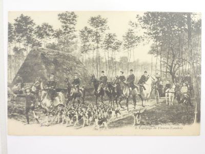 un dessin représentant un groupe de personnes à cheval