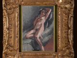 l'image d'un tableau représentant une femme nue dans un cadre doré