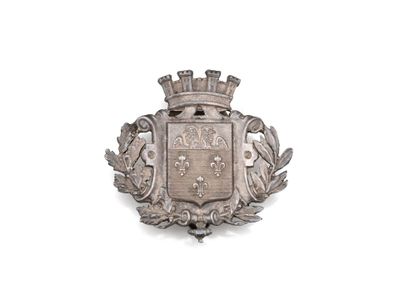 une image représentant un insigne argenté surmonté d'une couronne