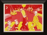 an image of a painting of people walking across a crosswalk