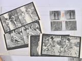 many pictures of a woman in a bathing suit on a table