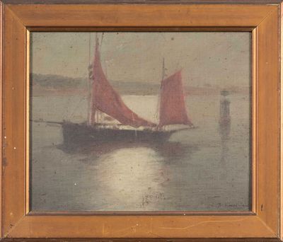 une image d'un tableau représentant un voilier dans l'eau