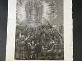 a black and white drawing of a group of people in front of a building