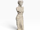 une image représentant une statue de femme debout sur une surface blanche
