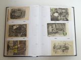 an open book with pictures of people and animals on it