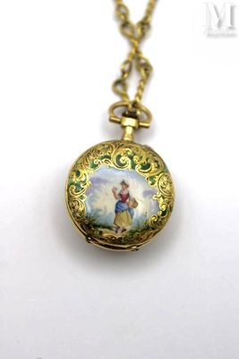 an image of a gold locke with a picture of a woman on it