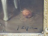 a picture of a painting of a chair and a bowl of fruit