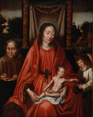 une image d'une peinture représentant une femme tenant un bébé