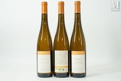 trois bouteilles de vin posées sur une table blanche