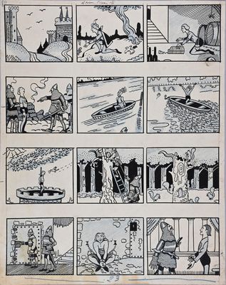 an image of a comic strip with a cartoon of a man in a boat