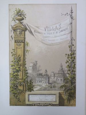 an old picture of a clock tower with a banner hanging from it ' s side