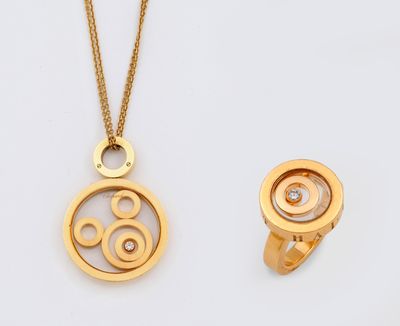 Brillant-Demi-Parure von Chopard- "Happy Spirit" Anhänger mi…