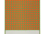an orange and green painting with squares on a white background