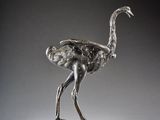 bronze sculpture of an ostrich standing on a marble base