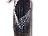 a plastic bag with a tire on top of it