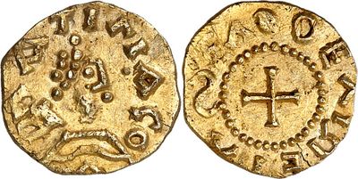 an image of a gold coin with a cross on it