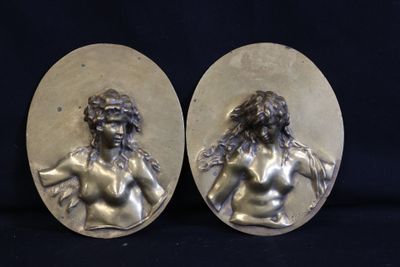 pair of antique art nouveau silver plated figurines of a woman and a man