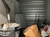 a box of items in the back of a moving truck