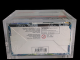 a clear box with a picture on it on a black background