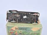 a box with a toy train on top of it