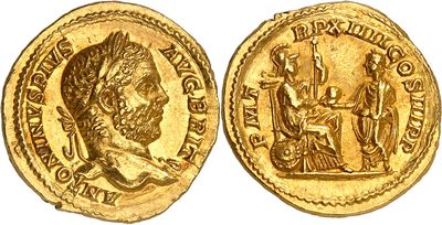 a gold coin with an image of a man and a woman on it