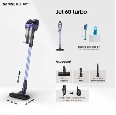 schéma de l'aspirateur sans fil Samsung Jet 60 Turbo