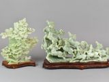 pair of chinese carved jade figurines of a dragon and a horse