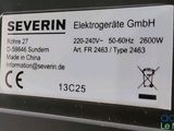 a label on the back of a machine that says severin