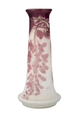a vase with a purple and white design on it