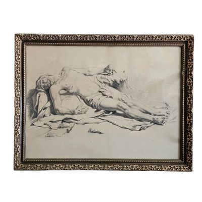 une image représentant le dessin d'un homme allongé par terre