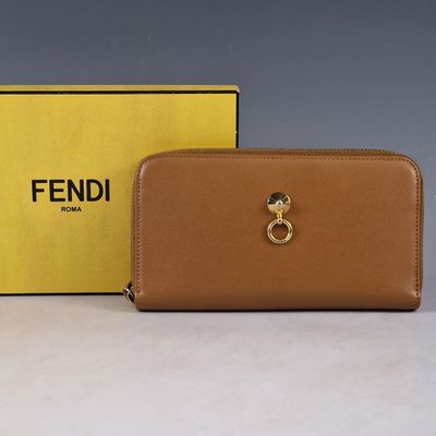 fendi women ' s leather wallet with gold hardware