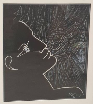 dessin représentant un homme avec une cigarette à la bouche