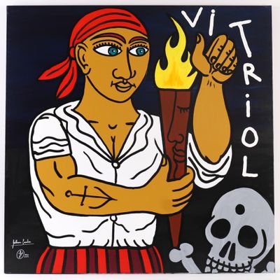 une image représentant un tableau d'une femme tenant une torche à la main