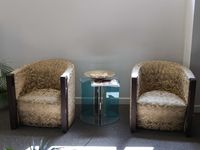 Paire de fauteuils en bois et la garniture en tissu doré - S… (photo 2)