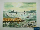 une image d'une peinture de bateaux sur l'eau