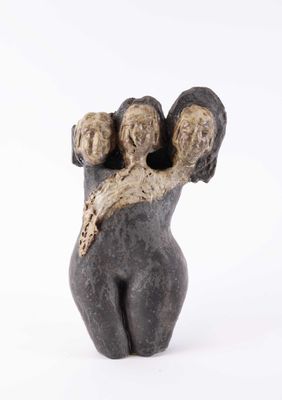 Jeanne GRANDPIERRE (1942-2019), "Tricéphale", grès vernissé …