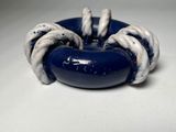 a picture of a blue and white bracelet with a knot around it