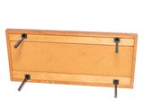 a wooden box with a metal latch on it